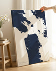 San Francisco navy vertical wrapped canvas map in the ratio 2:3 hand mockup