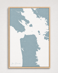 San Francisco Coastal Map — Canvas Vertical — soft-blue, Light Wood