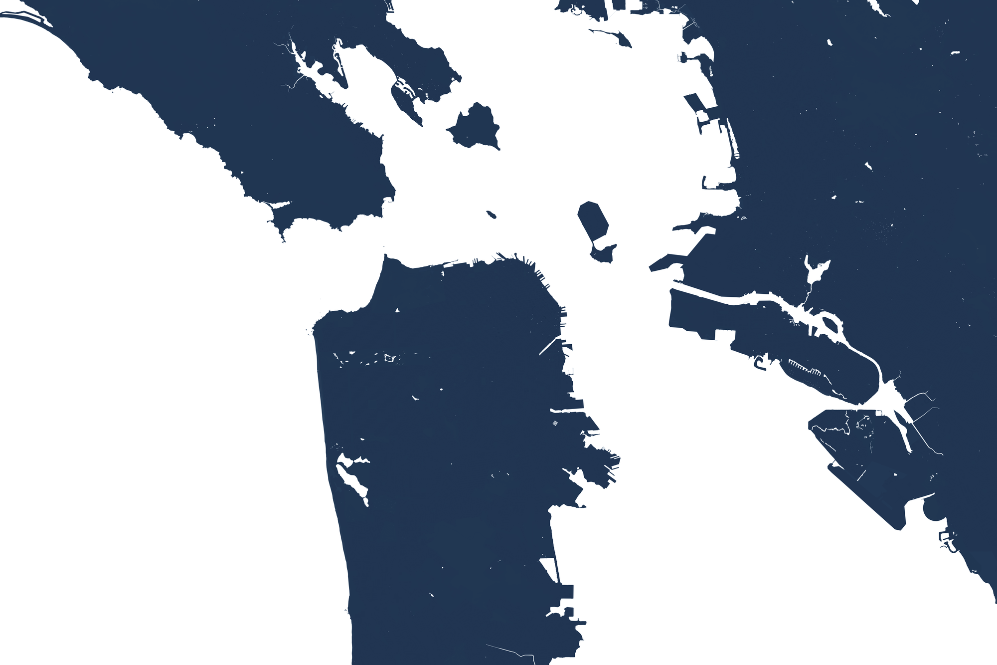 San Francisco Coastal Map — Fine Art Print Horizontal, navy, No Frame, 10x8