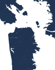 San Francisco Coastal Map — Fine Art Print Horizontal, navy, No Frame, 10x8