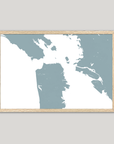 San Francisco Coastal Map — Fine Art Print Horizontal, soft-blue, Oak, 10x8