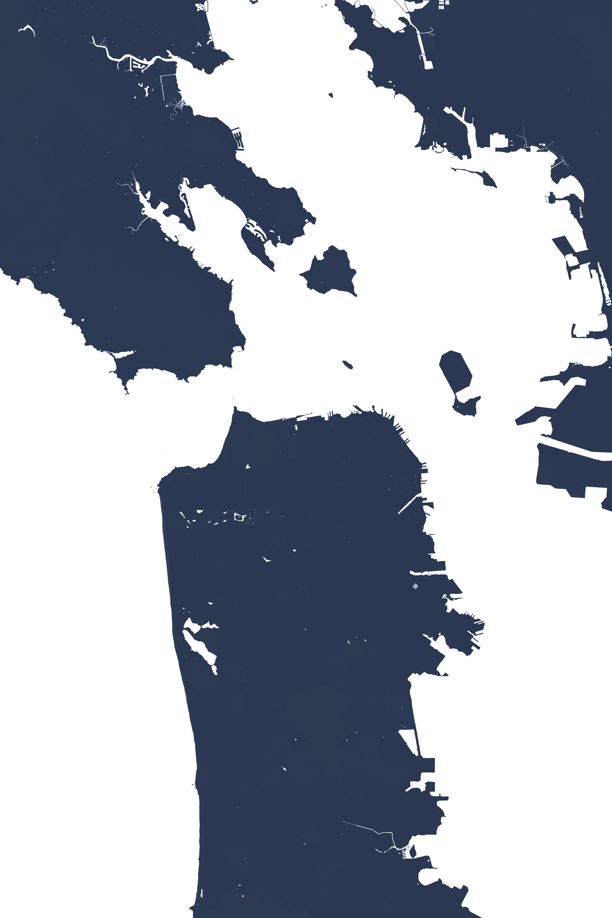 San Francisco Coastal Map — Fine Art Print Vertical, navy, No Frame, 8x10