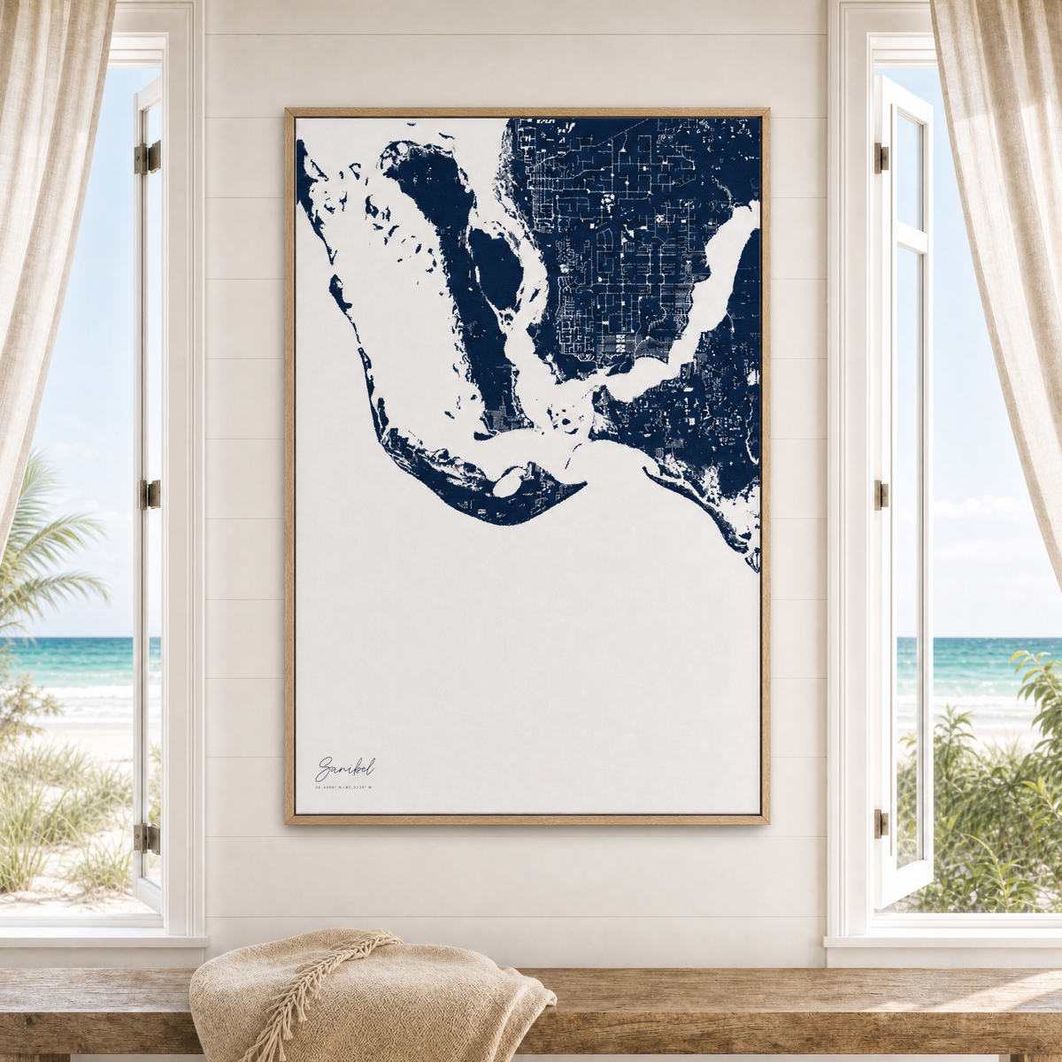 Sanibel canvas map — window-scene interior