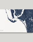Sanibel Coastal Map — Canvas Horizontal, navy, No Frame
