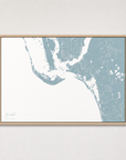 Sanibel Coastal Map — Canvas Horizontal — soft-blue, Light Wood