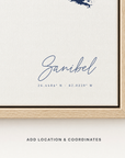 Sanibel canvas map — location and coordinates customization