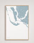 Sanibel Coastal Map — Canvas Vertical — soft-blue, Light Wood