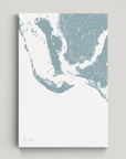 Sanibel Coastal Map — Canvas Vertical, soft-blue, No Frame