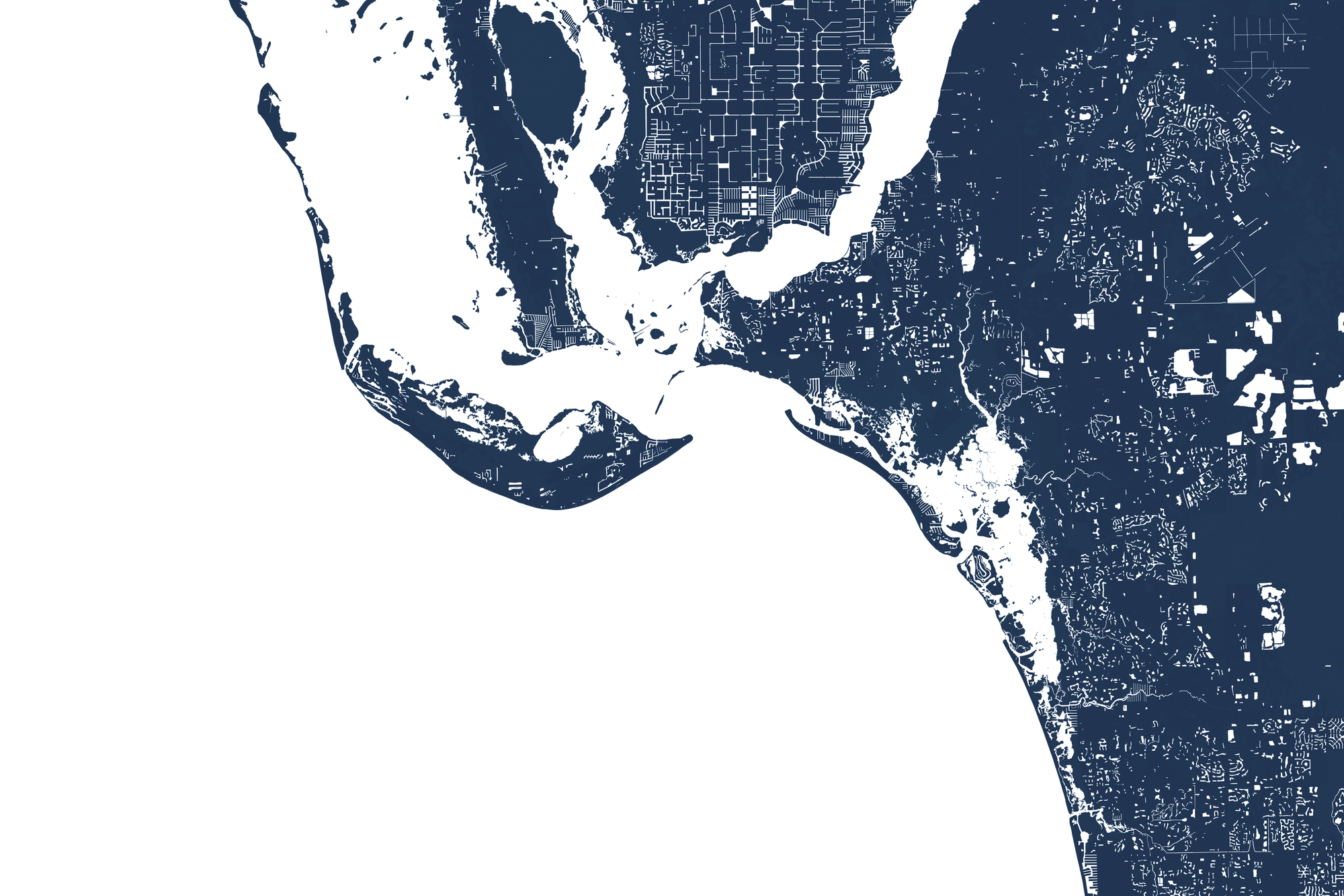 Sanibel Coastal Map — Fine Art Print Horizontal, navy, No Frame, 10x8