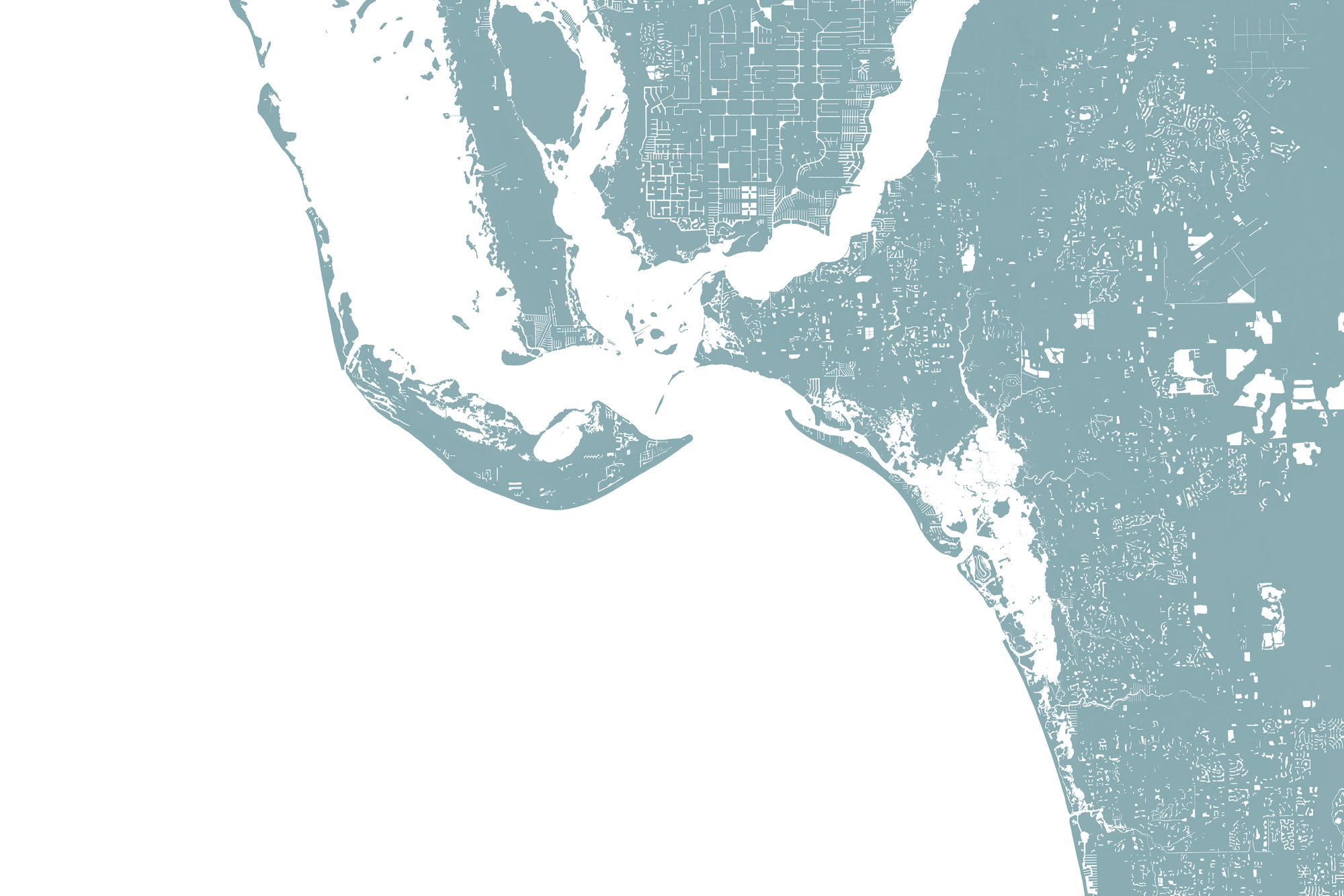 Sanibel Coastal Map — Fine Art Print Horizontal, soft-blue, No Frame, 10x8