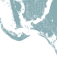 Sanibel Coastal Map — Fine Art Print Horizontal, soft-blue, No Frame, 10x8