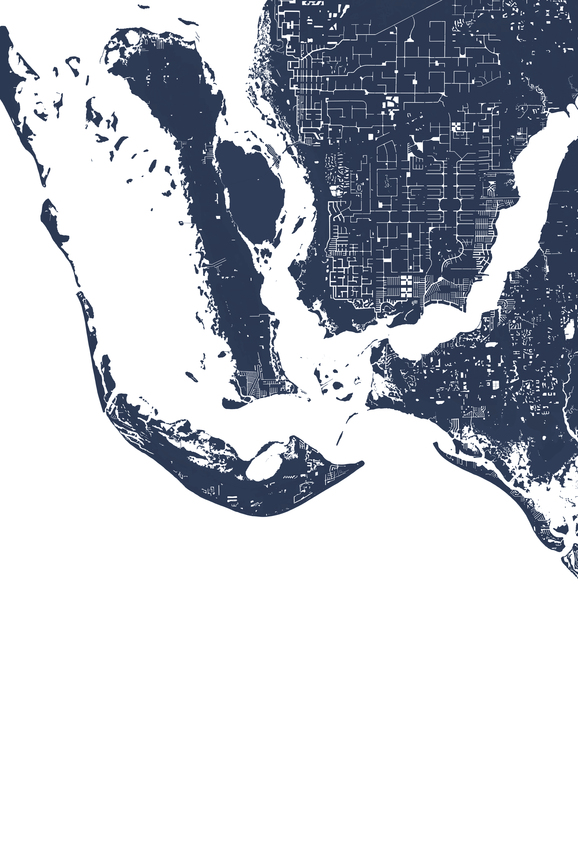 Sanibel Coastal Map — Fine Art Print Vertical, navy, No Frame, 8x10