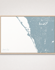 Siesta Key Coastal Map — Canvas Horizontal — soft-blue, Light Wood