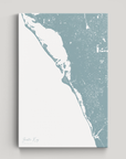 Siesta Key Coastal Map — Canvas Vertical, soft-blue, No Frame