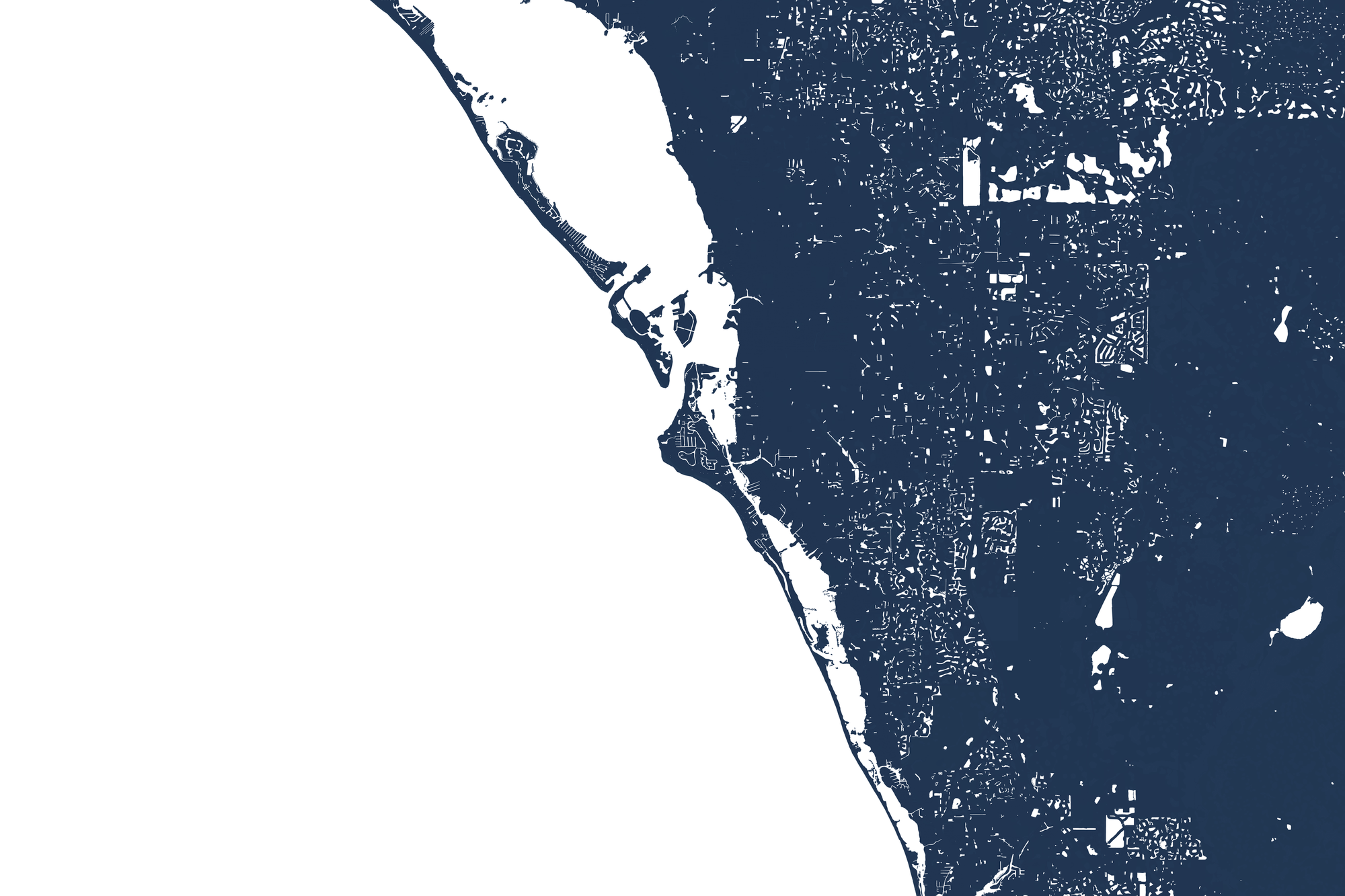 Siesta Key Coastal Map — Fine Art Print Horizontal, navy, No Frame, 10x8