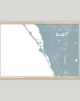 Siesta Key Coastal Map — Fine Art Print Horizontal, soft-blue, Oak, 10x8