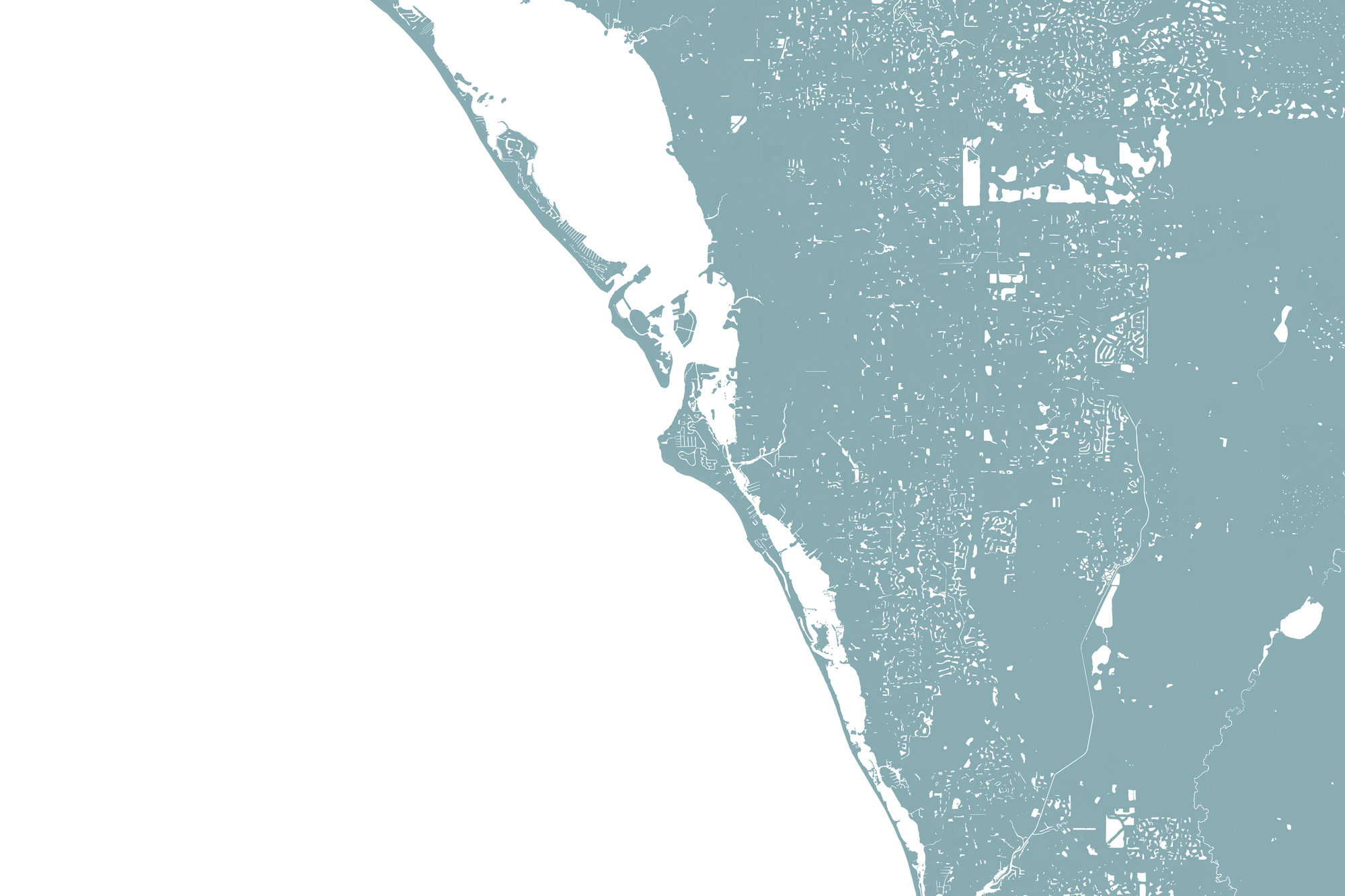 Siesta Key Coastal Map — Fine Art Print Horizontal, soft-blue, No Frame, 10x8