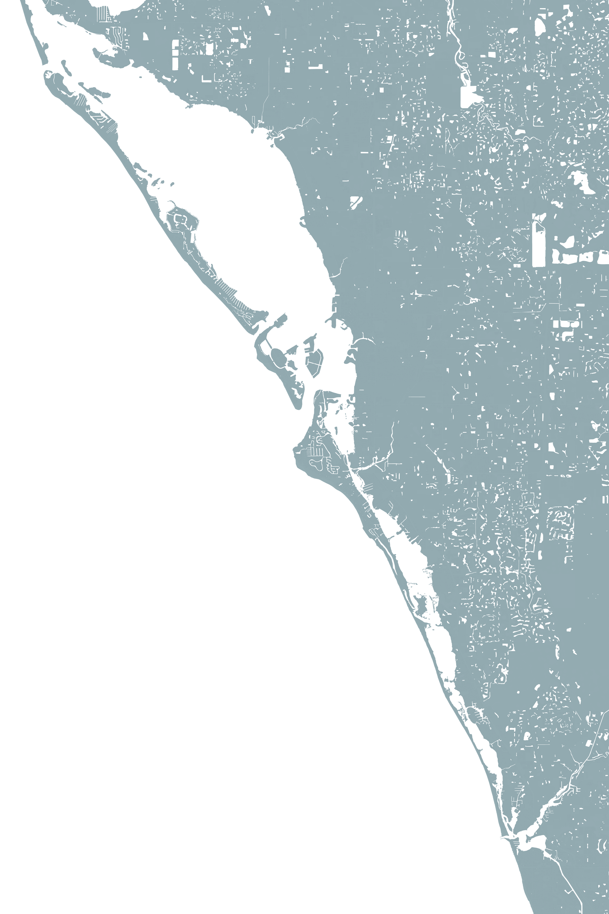 Siesta Key Coastal Map — Fine Art Print Vertical, soft-blue, No Frame, 8x10