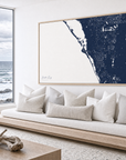 Siesta Key canvas map — sea-view bench interior