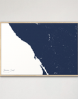 Sonoma Coast Coastal Map — Canvas Horizontal, navy, Natural Oak