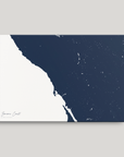 Sonoma Coast Coastal Map — Canvas Horizontal, navy, No Frame