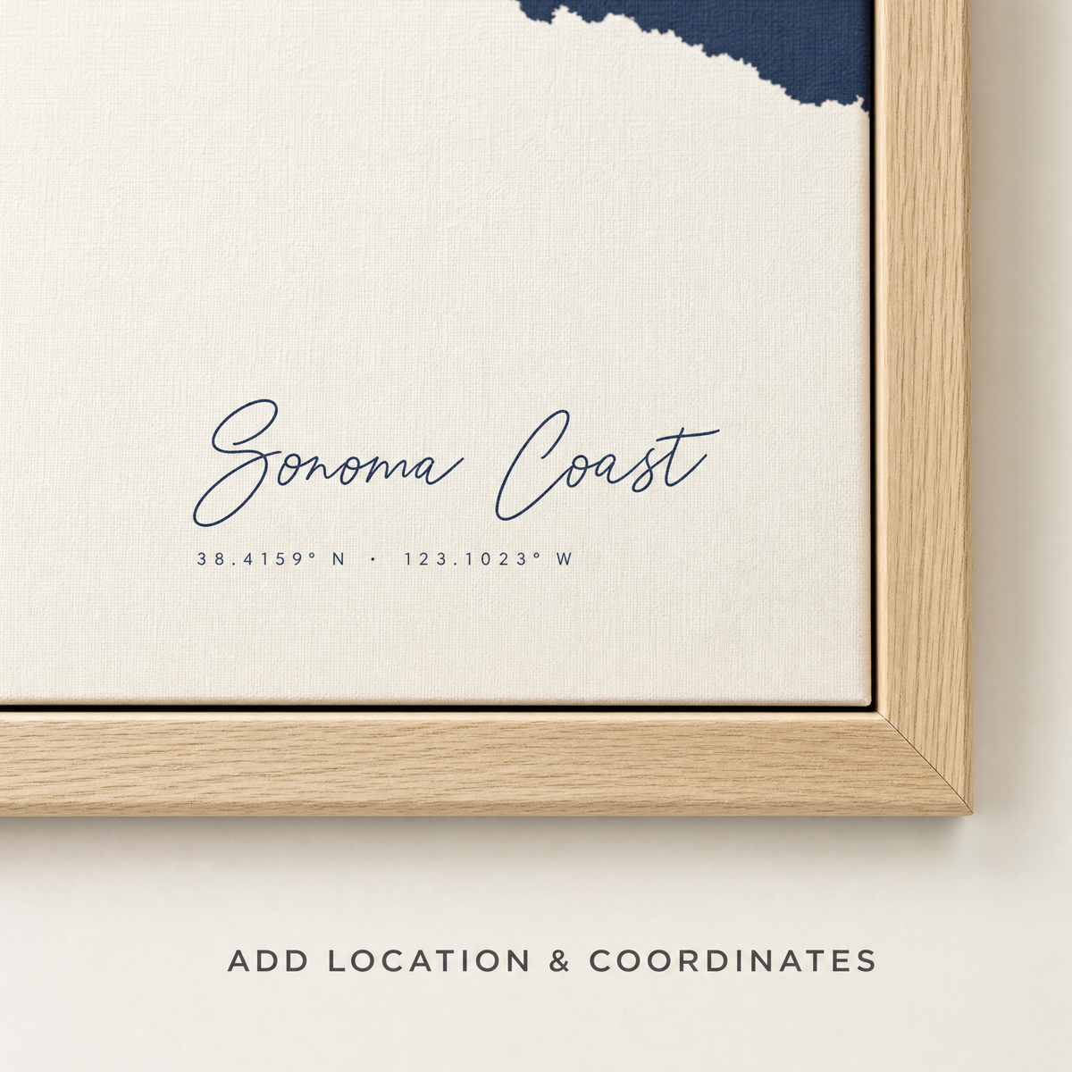 Sonoma Coast canvas map — location and coordinates customization