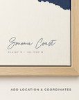 Sonoma Coast canvas map — location and coordinates customization