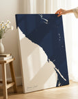 Sonoma Coast navy vertical wrapped canvas map in the ratio 2:3 hand mockup
