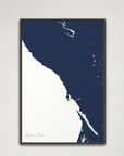 Sonoma Coast Coastal Map — Canvas Vertical, navy, Black Frame