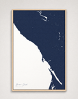 Sonoma Coast Coastal Map — Canvas Vertical — navy, Light Wood