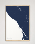 Sonoma Coast Coastal Map — Canvas Vertical, navy, Natural Oak