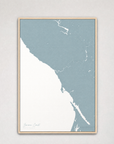 Sonoma Coast Coastal Map — Canvas Vertical — soft-blue, Light Wood