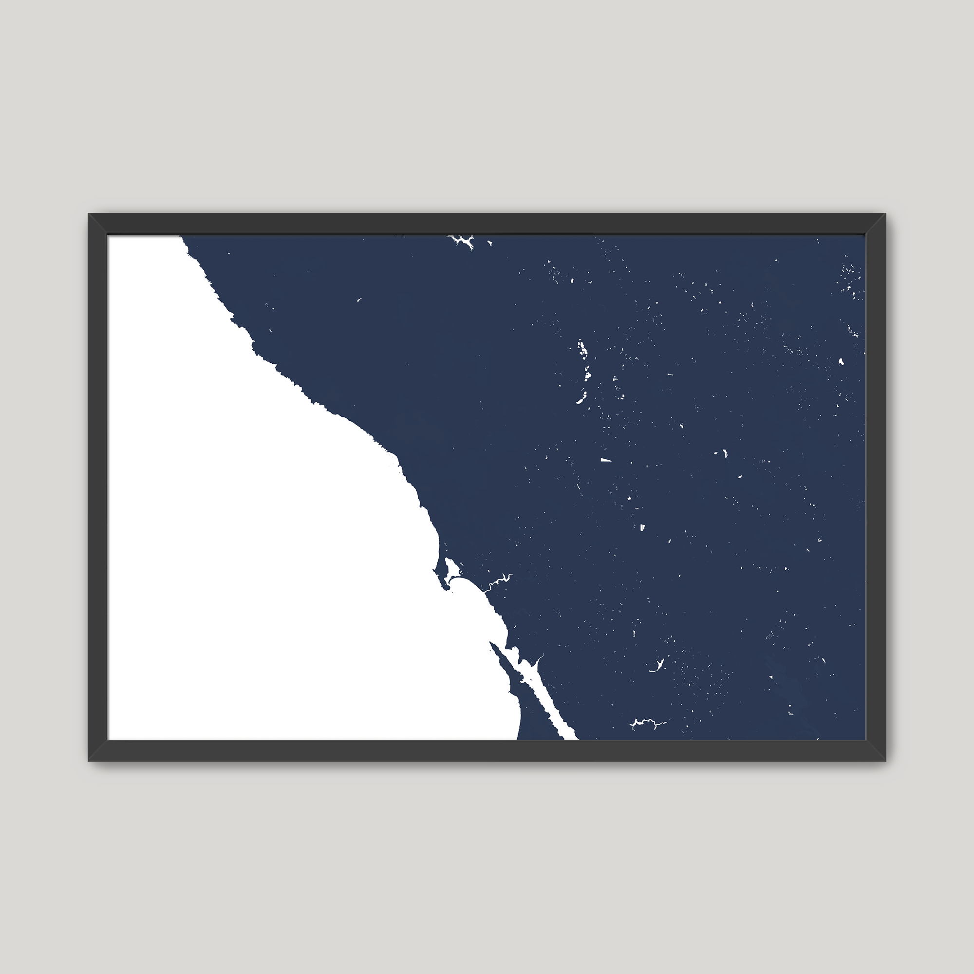 Sonoma Coast Coastal Map — Fine Art Print Horizontal, navy, Black Frame, 10x8