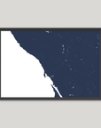 Sonoma Coast Coastal Map — Fine Art Print Horizontal, navy, Black Frame, 10x8