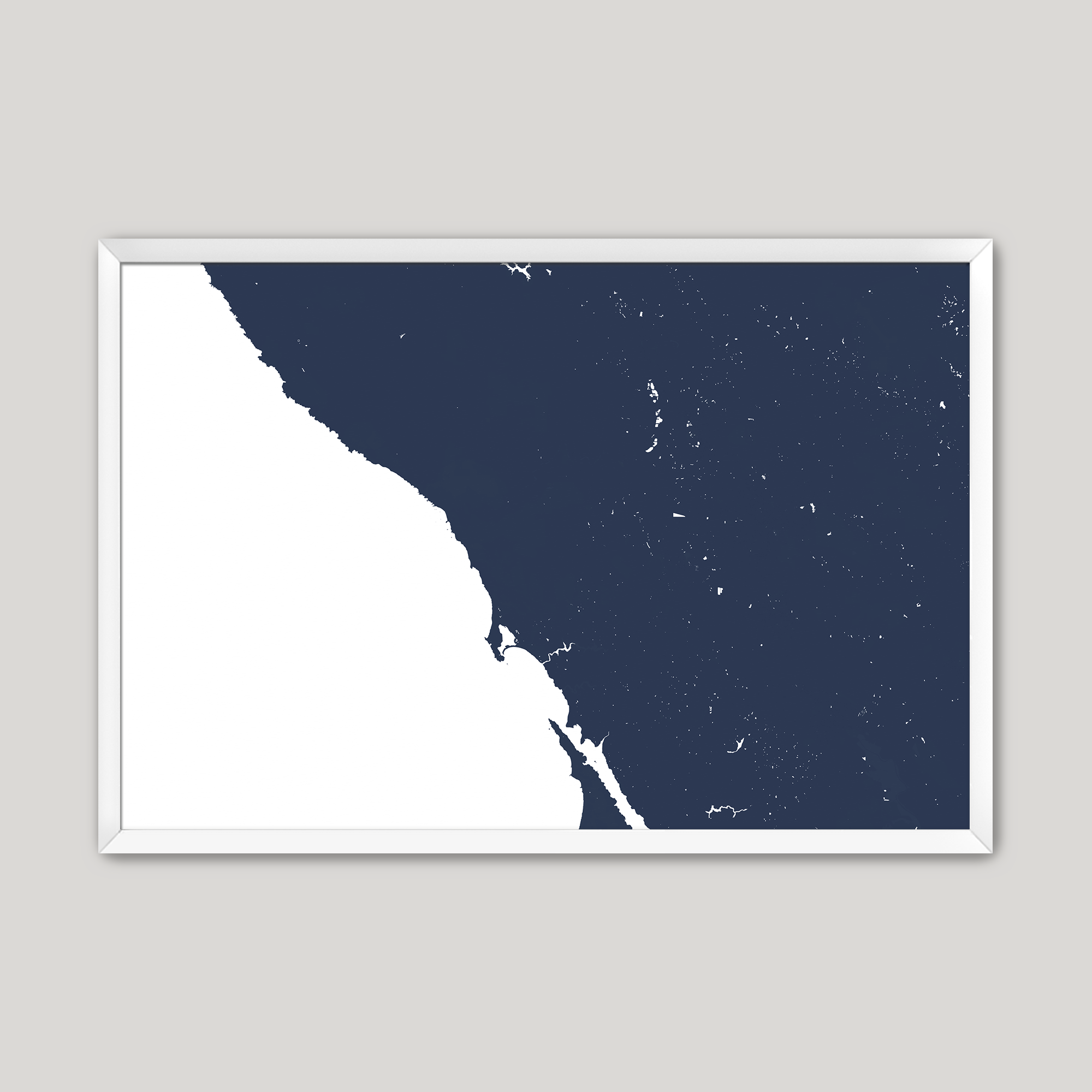 Sonoma Coast Coastal Map — Fine Art Print Horizontal, navy, White Frame, 10x8
