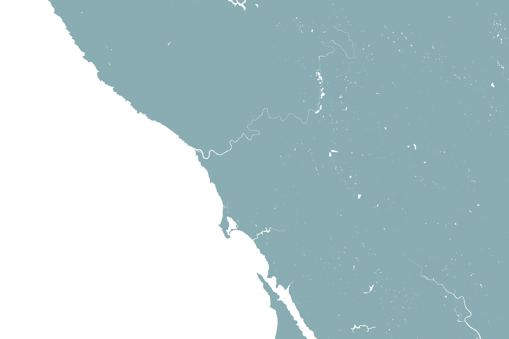 Sonoma Coast Coastal Map — Fine Art Print Horizontal, soft-blue, No Frame, 10x8