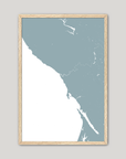 Sonoma Coast Coastal Map — Fine Art Print Vertical, soft-blue, Oak, 8x10
