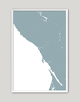 Sonoma Coast Coastal Map — Fine Art Print Vertical, soft-blue, White Frame, 8x10