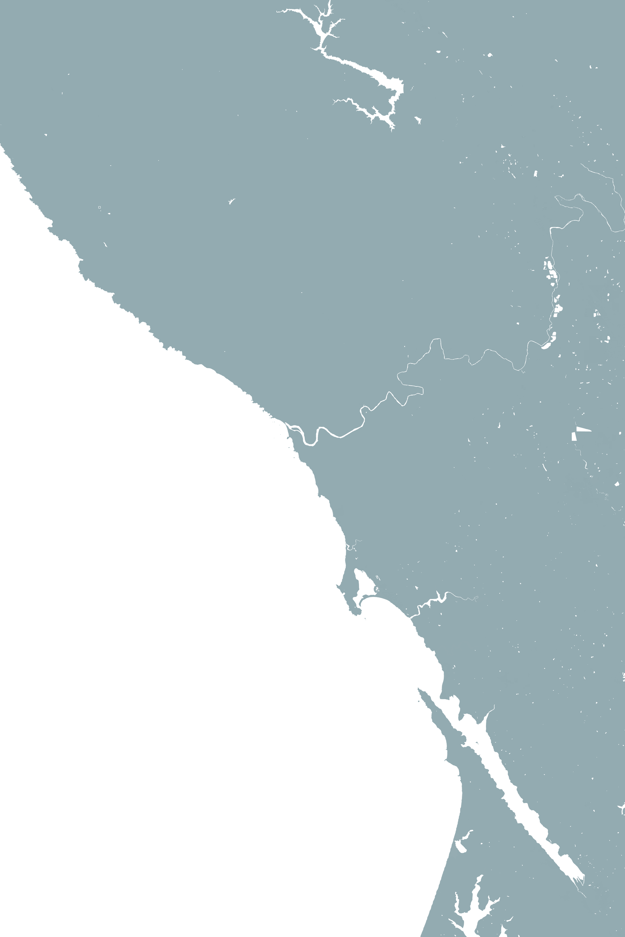 Sonoma Coast Coastal Map — Fine Art Print Vertical, soft-blue, No Frame, 8x10