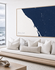 Sonoma Coast canvas map — sea-view bench interior