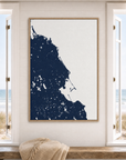 South Shore Massachusetts canvas map — window-scene interior