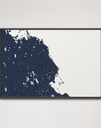 South Shore Massachusetts Coastal Map — Canvas Horizontal, navy, Black Frame, 24x16