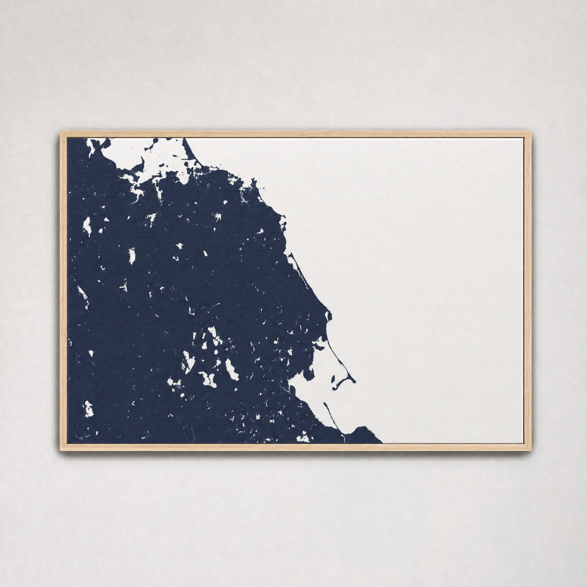 South Shore Massachusetts Coastal Map — Canvas Horizontal — navy, Light Wood