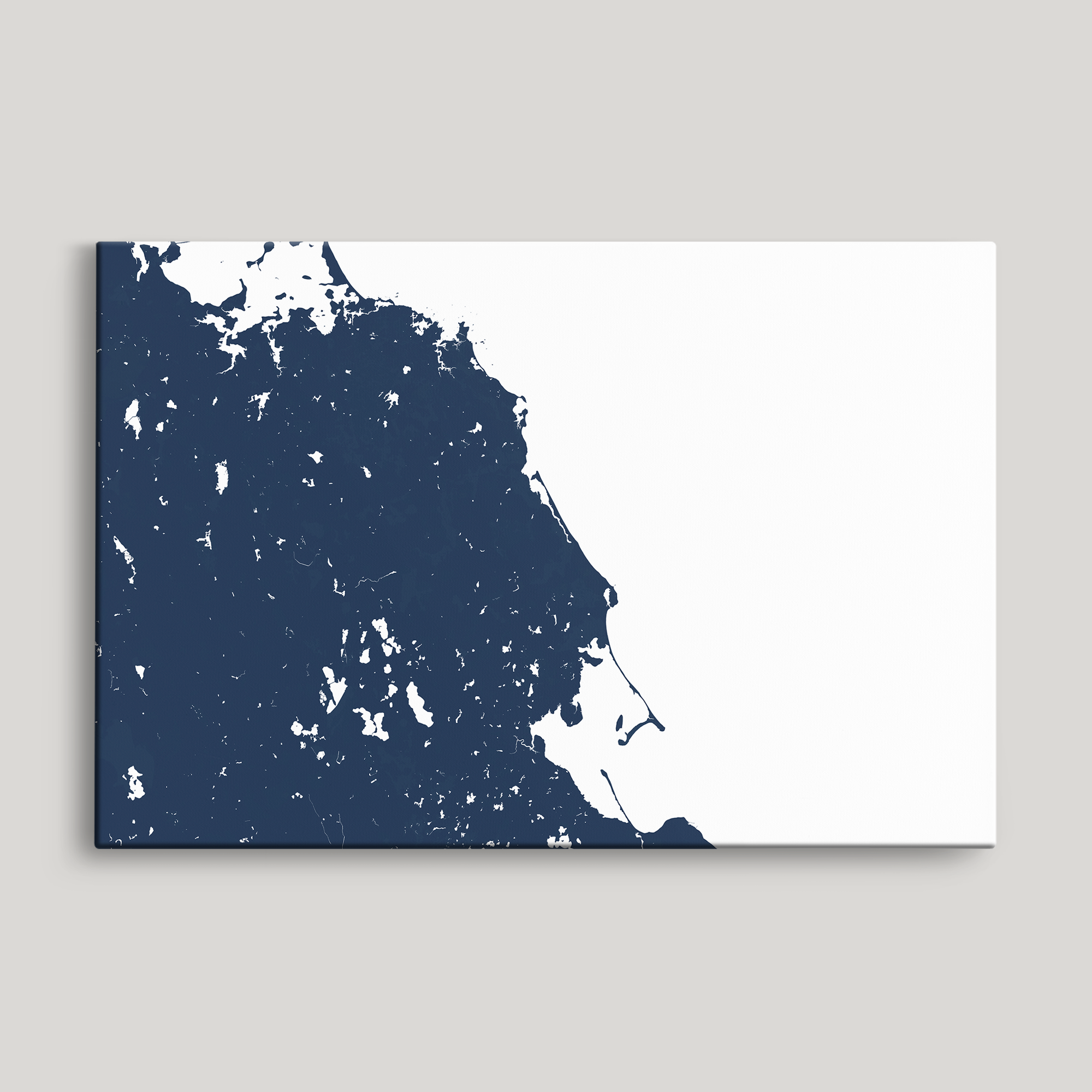 South Shore Massachusetts Coastal Map — Canvas Horizontal, navy, No Frame, 24x16