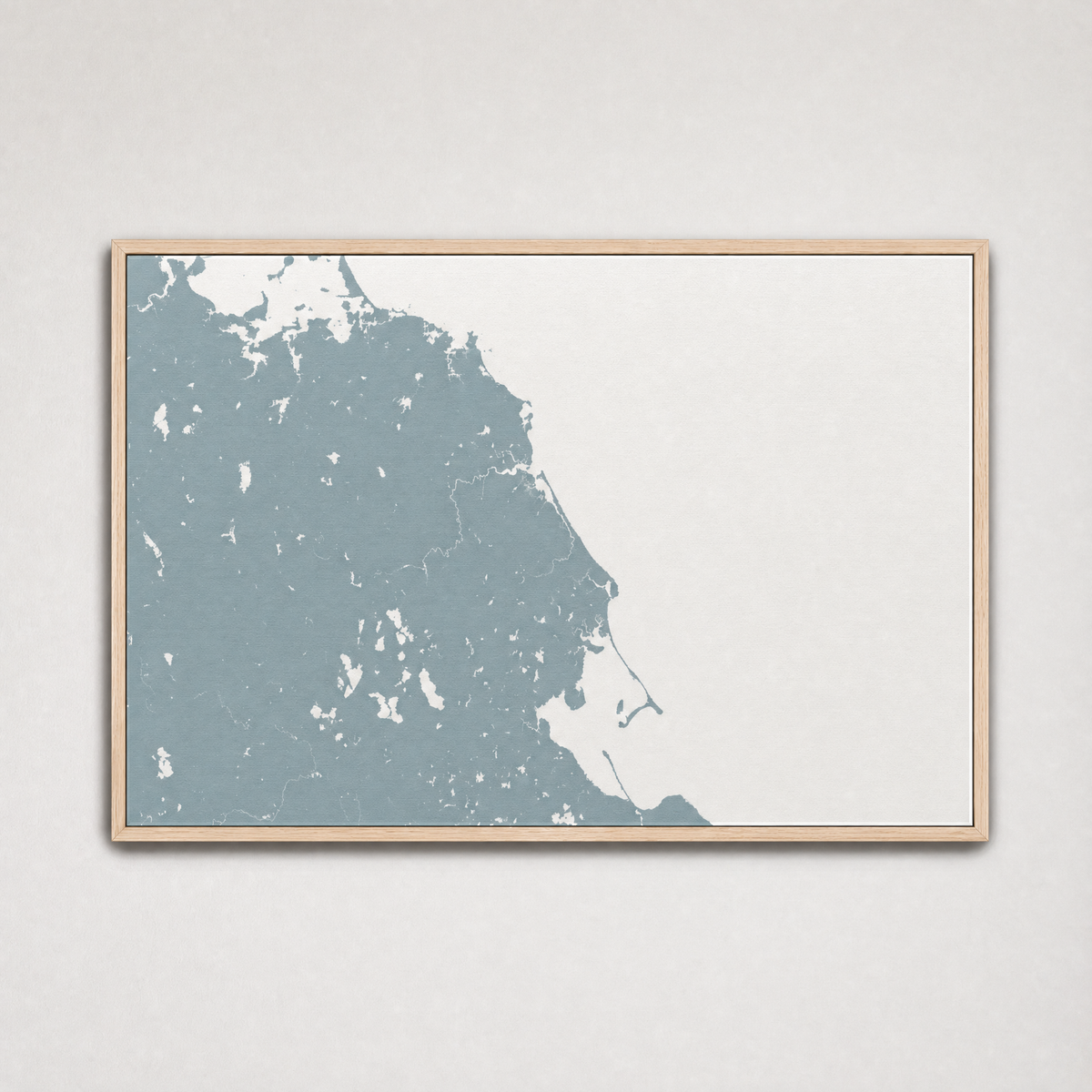 South Shore Massachusetts Coastal Map — Canvas Horizontal — soft-blue, Light Wood
