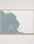South Shore Massachusetts Coastal Map — Canvas Horizontal — soft-blue, Light Wood