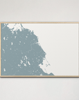 South Shore Massachusetts Coastal Map — Canvas Horizontal, soft-blue, Natural Oak, 24x16