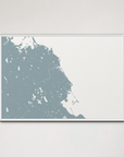 South Shore Massachusetts Coastal Map — Canvas Horizontal, soft-blue, White Frame, 24x16