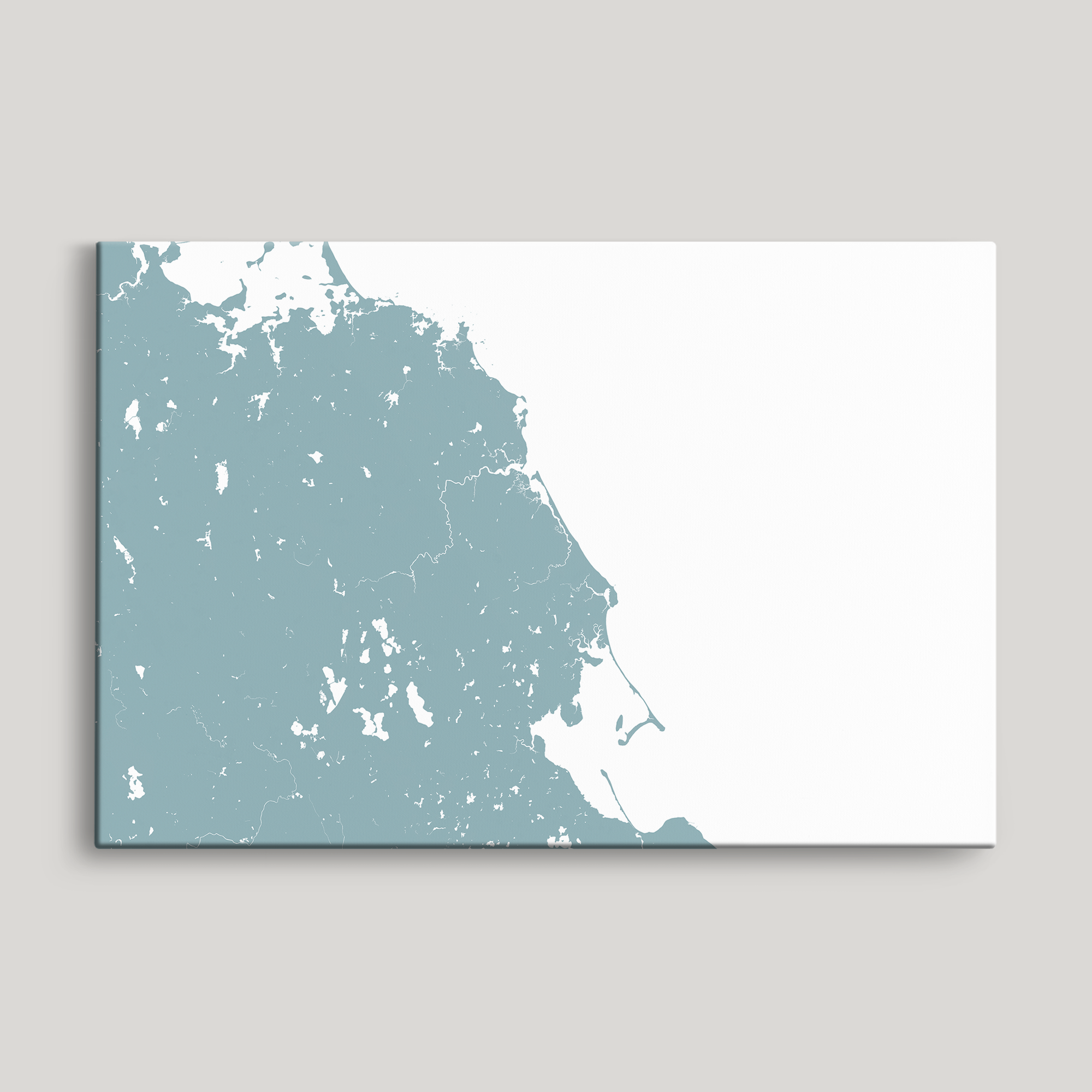 South Shore Massachusetts Coastal Map — Canvas Horizontal, soft-blue, No Frame, 24x16