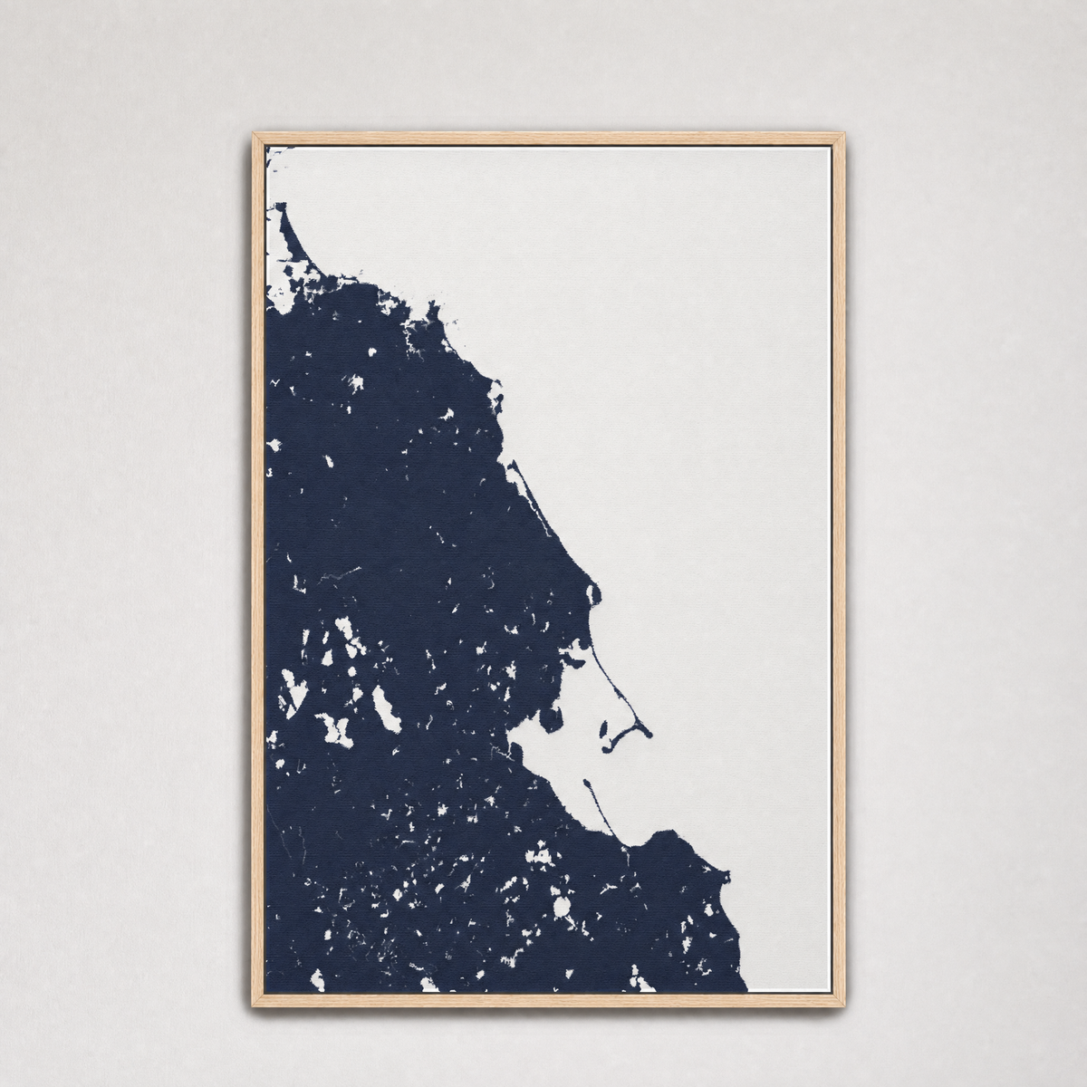 South Shore Massachusetts Coastal Map — Canvas Vertical — navy, Light Wood